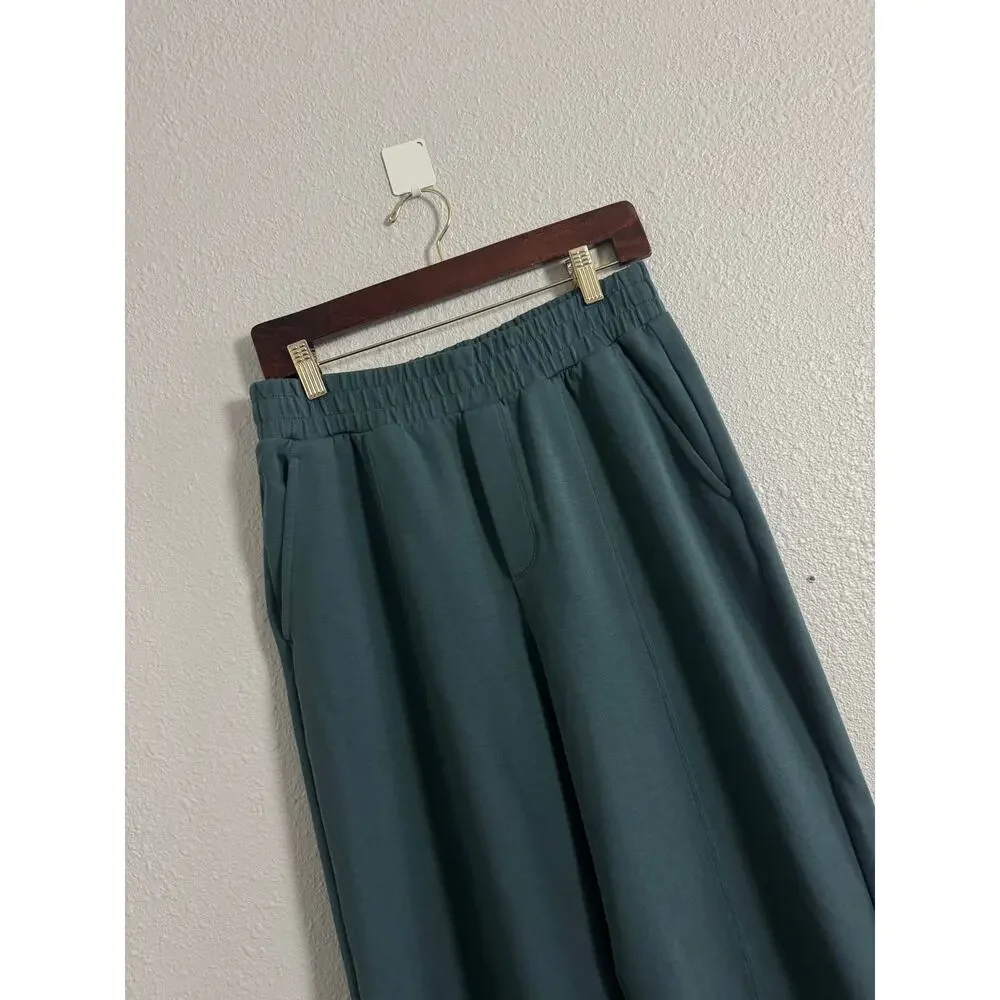 Old Navy High Waisted Dynamic Fleece Wide Leg Pants Green Athleisure NWT - Picture 4 of 7